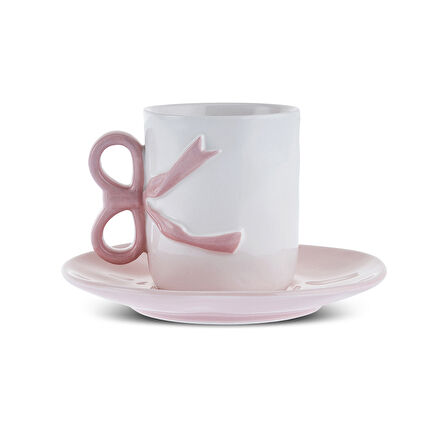 Karaca Ribbon 2 Kişilik Kahve Fincanı 110 ml Pembe