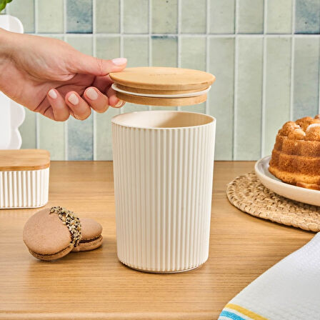 Karaca Massimo Kavanoz/Saklama Kabı 0,9 Lt Krem