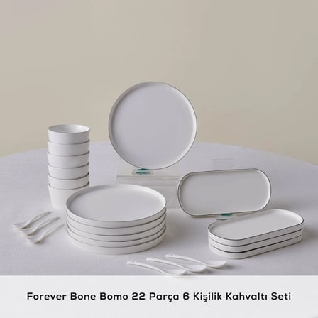 Karaca Forever Bone Bomo 22 Parça 6 Kişilik Kahvaltı Takımı Platin