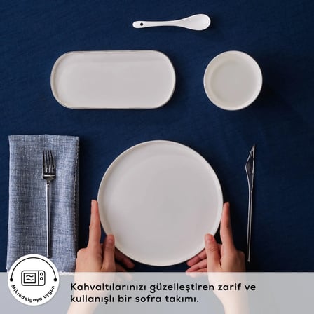 Karaca Forever Bone Bomo 22 Parça 6 Kişilik Kahvaltı Takımı Platin