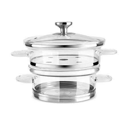 Karaca York Borosilikat Cam 2 Katlı Buhar Tenceresi 18 cm