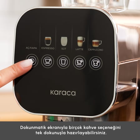 Karaca MyCaffe Barista S20 Entegre Süt Hazneli Otomatik Espresso ve Latte Makinesi Amber 900 ml 1360W