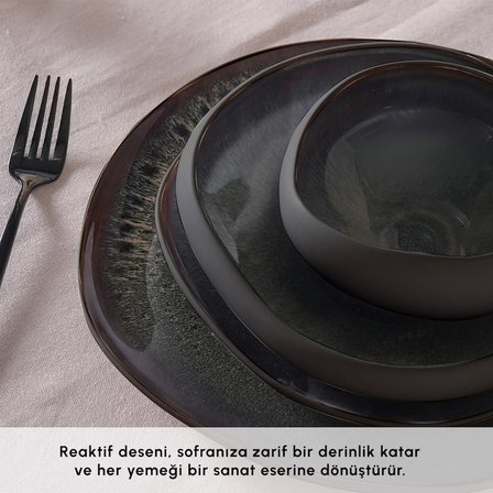 Karaca Red Carpet Earth Collection Galactic 55 Parça 12 Kişilik Yemek Takımı Siyah