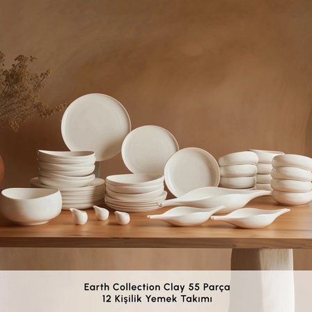Karaca Red Carpet Earth Collection Clay 55 Parça 12 Kişilik Yemek Takımı