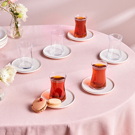Karaca Streamline 6 Kişilik 12 Parça Çay Seti Silver 165 ml