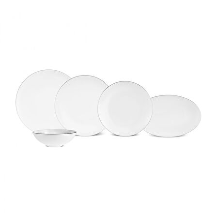 Karaca Fine Pearl Extra Chanak 55 Parça 12 Kişilik Yemek Takımı Platin