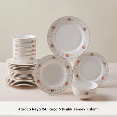 Karaca Forever Bone Reya 24 Parça 6 Kişilik Yemek Takımı