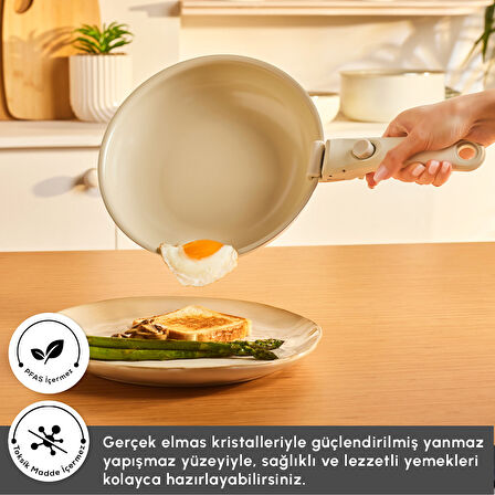 Karaca Swiss Crystal Almond Cream Easy Clip 5 Parça İndüksiyon Tabanlı Tencere Seti