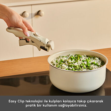 Karaca Swiss Crystal Almond Cream Easy Clip 5 Parça İndüksiyon Tabanlı Tencere Seti