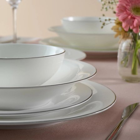 Karaca Fine Pearl Extra Argento Platin 55 Parça 12 Kişilik Yemek Takımı