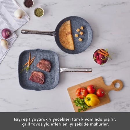 Karaca Biogranit Power-Inox Monet 2 Parça Tava Grill Set Siyah