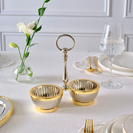 Karaca Ring 2'li Dekoratif Çerezlik Gold 20x23 cm