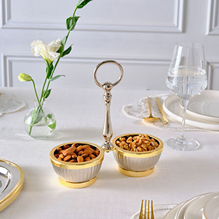 Karaca Ring 2'li Dekoratif Çerezlik Gold 20x23 cm