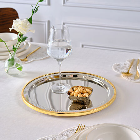 Karaca Ring Dekoratif Tepsi Supla Gold 33 cm