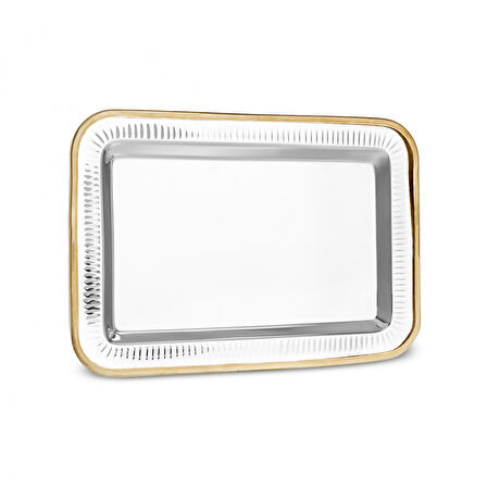 Karaca Ring Dekoratif Tepsi Gold 37x25 cm