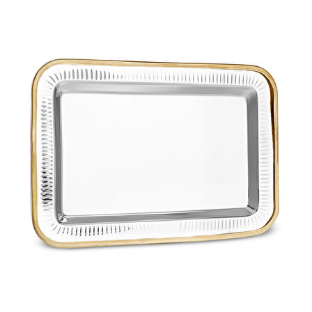 Karaca Ring Dekoratif Tepsi Gold 42x30 cm