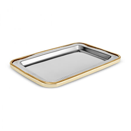 Karaca Ring Dekoratif Tepsi Gold 42x30 cm