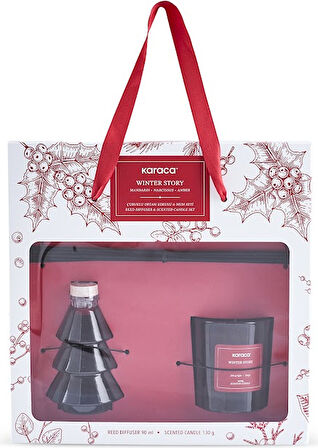 Karaca Winter Story Çubuklu Ortam Kokusu ve Mum Seti Kırmızı