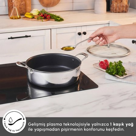 Karaca Plasma Steel 316+ 3Ply Karnıyarık Tencere 28 cm