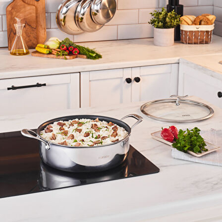 Karaca Plasma Steel 316+ 3Ply Karnıyarık Tencere 28 cm