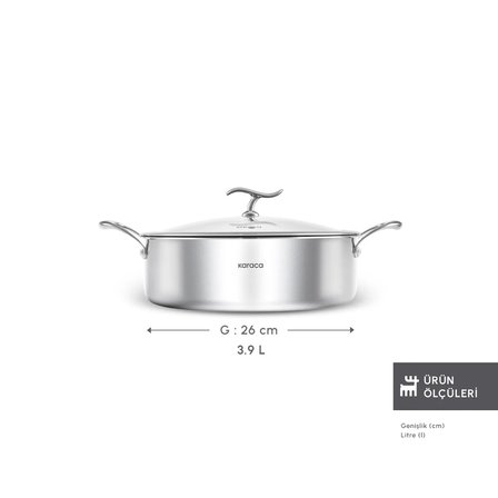 Karaca Plasma Steel 316+ 3Ply Karnıyarık Tencere 28 cm