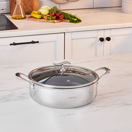 Karaca Plasma Steel 316+ 3Ply Karnıyarık Tencere 28 cm