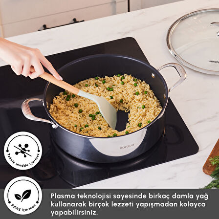 Karaca Plasma Steel 316+ 3Ply Karnıyarık Tencere 28 cm