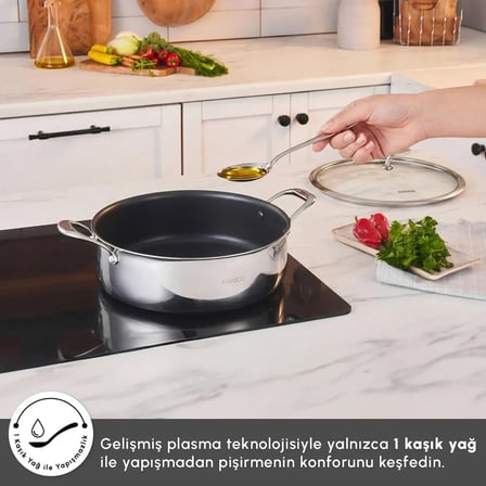 Karaca Plasma Steel 316+ 3Ply Karnıyarık Tencere 30 cm