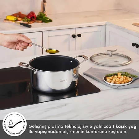 Karaca Plasma Steel 316+ 3Ply Tencere 22 cm