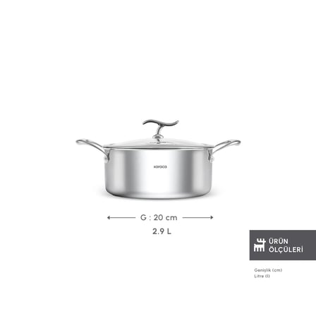 Karaca Plasma Steel 316+ 3Ply Tencere 24 cm
