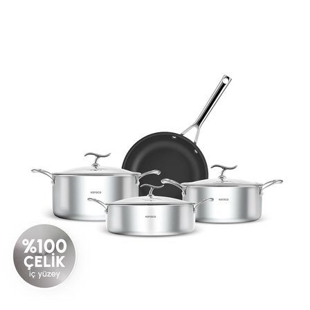 Karaca Plasma Steel 316+ 3Ply 7 Parça Tencere ve Tava Seti