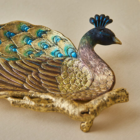 Karaca Peacock Dekoratif Obje 42x21,2x5 cm