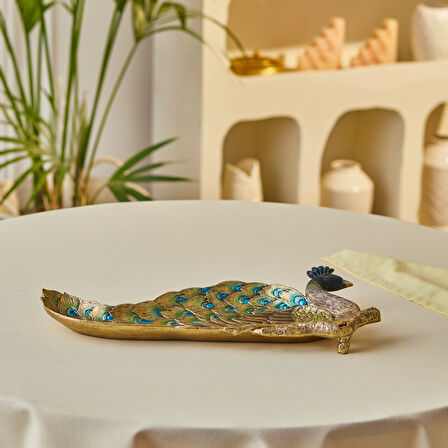 Karaca Peacock Dekoratif Obje 42x21,2x5 cm
