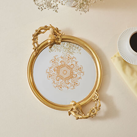 Karaca Vilma Dekoratif Tepsi Gold 36x26x4,5 cm