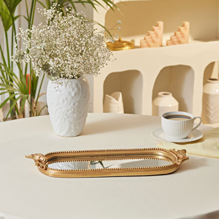 Karaca Lenora Dekoratif Gold Tepsi 17x13,5x41 cm