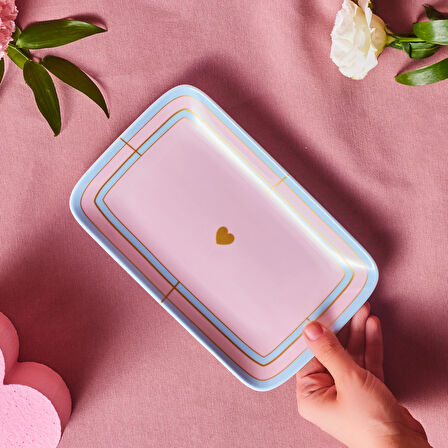 Karaca Talya Dikdörtgen Kayık Tabak 25 Cm Pembe