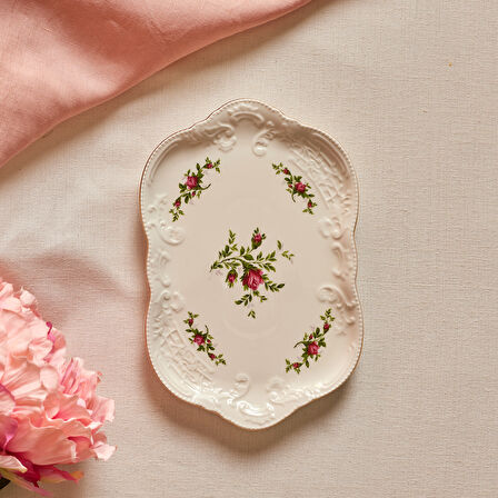 Karaca Vintage Rose Kayık Tabak 25 cm