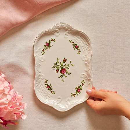 Karaca Vintage Rose Kayık Tabak 25 cm