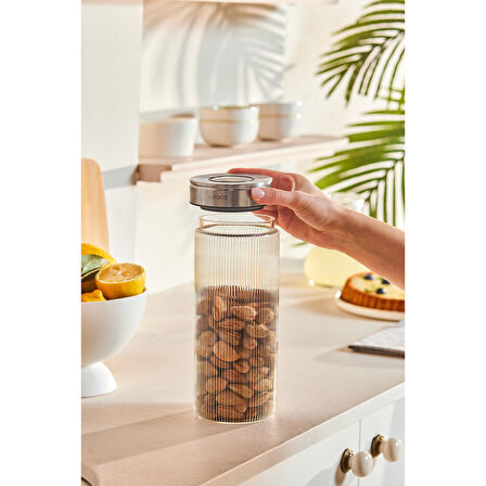 Karaca Ripple Inox Cam Saklama Kabı 1300 ml