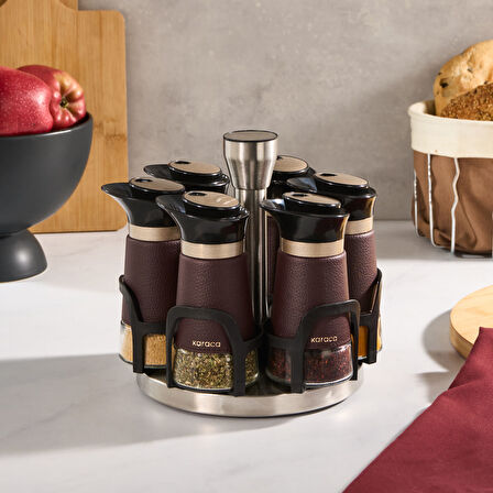 Karaca New Latin 7 Parça Standlı Yuvarlak Baharat Seti 100 ml 