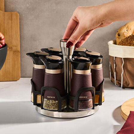 Karaca New Latin 7 Parça Standlı Yuvarlak Baharat Seti 100 ml 