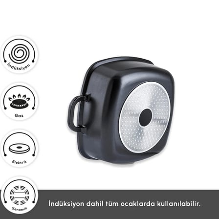 Karaca Biodiamond Soneva İndüksiyon Tabanlı 8 Parça Döküm Tencere Seti Siyah