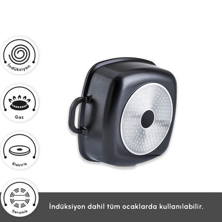 Karaca Biodiamond Soneva İndüksiyon Tabanlı 8 Parça Döküm Tencere Seti Siyah