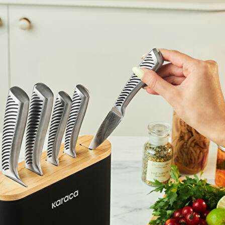 Karaca Samuray Solid Standlı Japon Çeliği 6 Parça Bıçak Seti