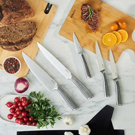 Karaca Samuray Solid Standlı Japon Çeliği 6 Parça Bıçak Seti