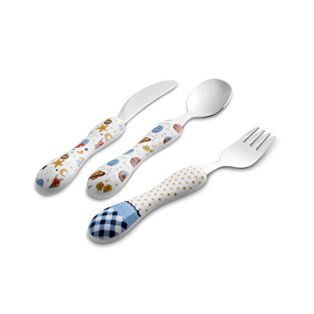 Karaca Galaksi 3 Parça Çocuk Çatal Kaşık Bıçak Seti