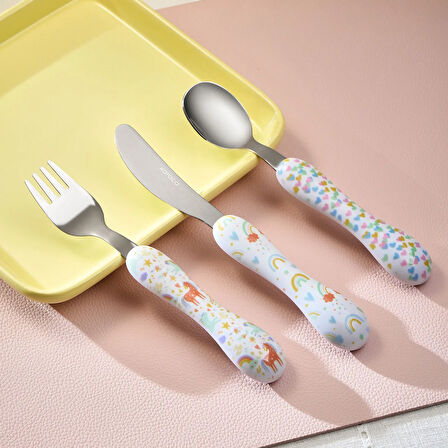 Karaca Unicorn 3 Parça Çocuk Çatal Kaşık Bıçak Seti