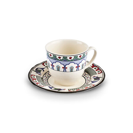 Karaca İznik Çini Çay Fincanı ve Tabağı 200 ml