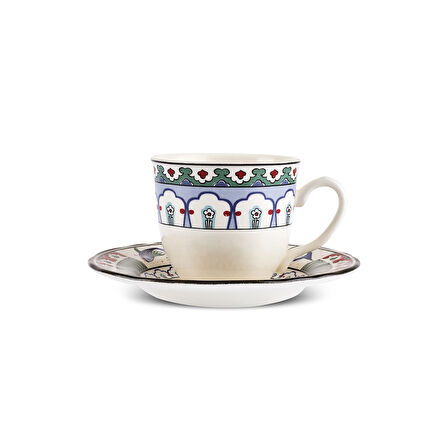 Karaca İznik Çini Çay Fincanı ve Tabağı 200 ml