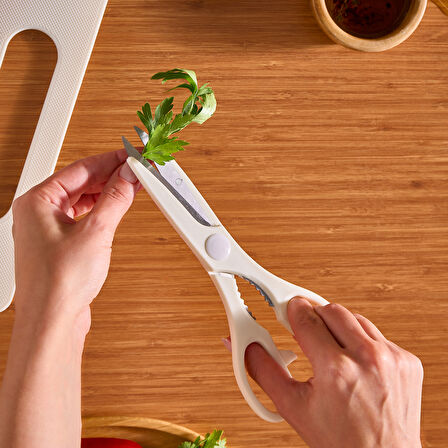 Karaca Sharp 6 Parça Kesme Tahtalı, Makaslı Bıçak Seti Krem